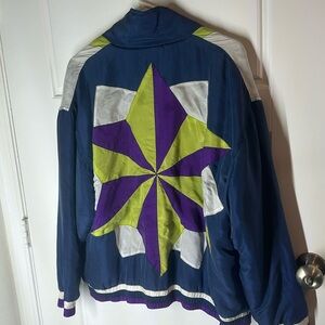 Vintage 80’s Women’s Large Purple and Green Windbreaker Grandmacore Athletic